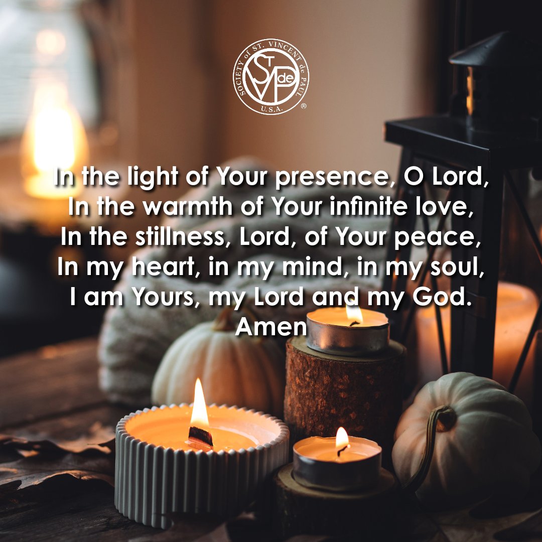 In the light of Your presence, O Lord,
In the warmth of Your infinite love,
In the stillness, Lord, of Your peace,
In my heart, in my mind, in my soul,
I am Yours, my Lord and my God.
Amen
#svdpprayeroftheday