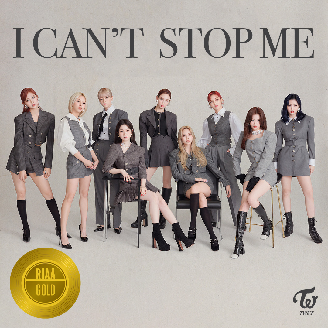 'I CAN’T STOP ME' Certified Gold📀 We couldn't have done it without ONCE's incredible support and love! Your love means the world to us and let's keep achieving a milestone together🎶💕 Thank you and big love to our ONCE💛 #TWICE #트와이스 #ICANTSTOPME @RIAA #RIAATopCertified