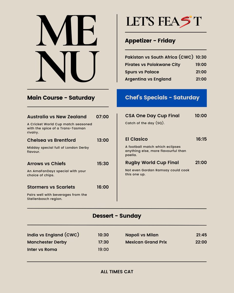 We’re cooking up something special for you this weekend! 👨‍🍳

#HomeOfSport