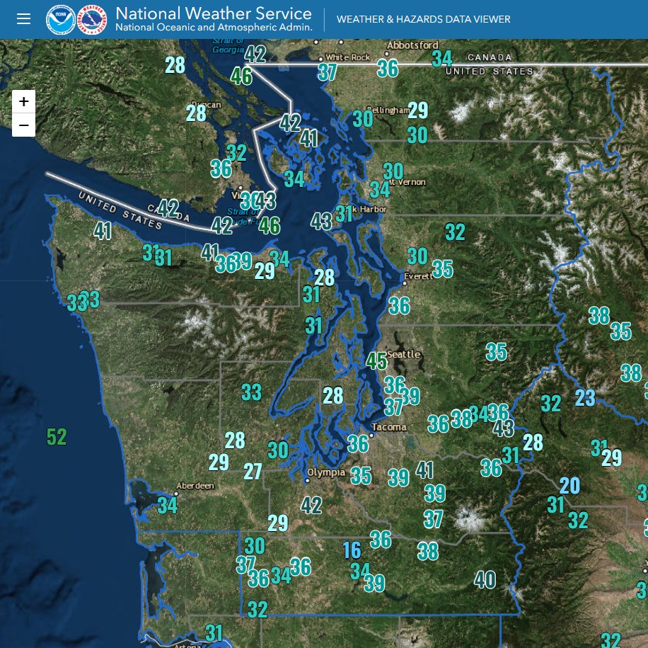 A cold one out there this morning! @flySEA dropped down to 37 last night, which is the coldest low temperature since April 20. 🥶 #WAwx