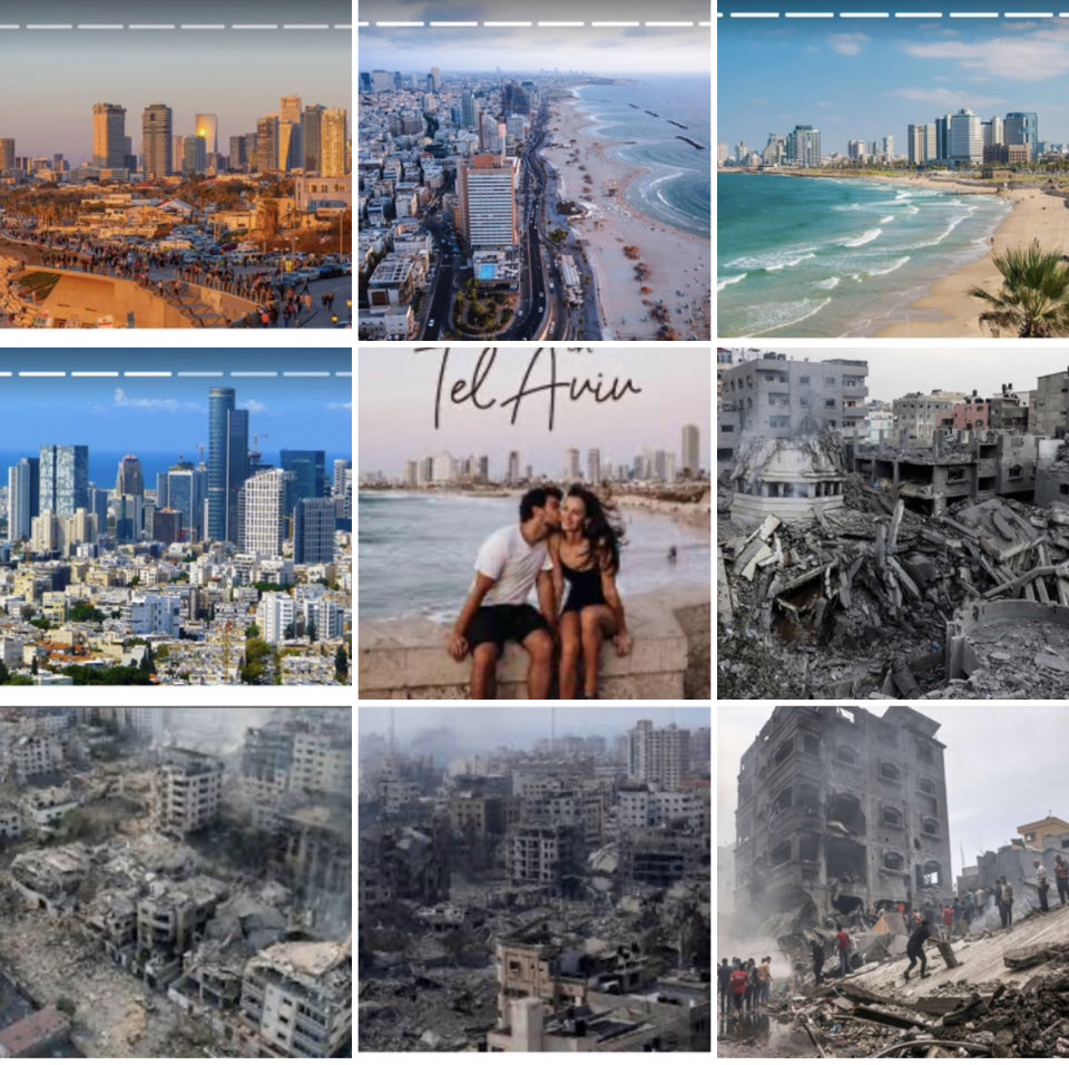 JoeBrolly1993's tweet photo. Israel could be any sophisticated, chic western country. Gaza on the other hand is a poverty stricken shanty town. A refugee camp ruthlessly brutalised by Israel. A central part of Israel’s propaganda is to paint itself as a victim. As the oppressed. https://t.co/lqtiCqHIYA