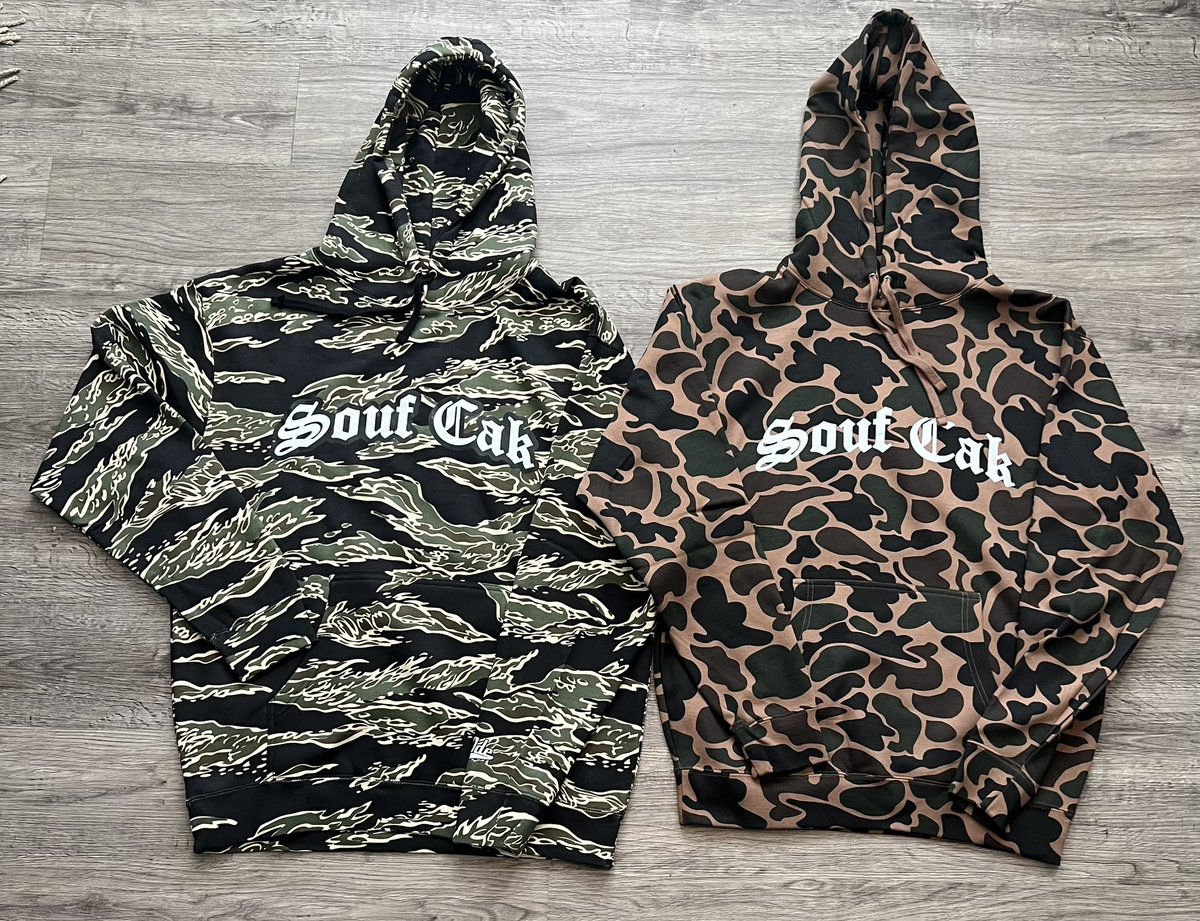 Left or right hoodie?
New Ode Souf Cak
Tiger Stripe/ Duck Camo Hoodies
Available at odeclothing.com