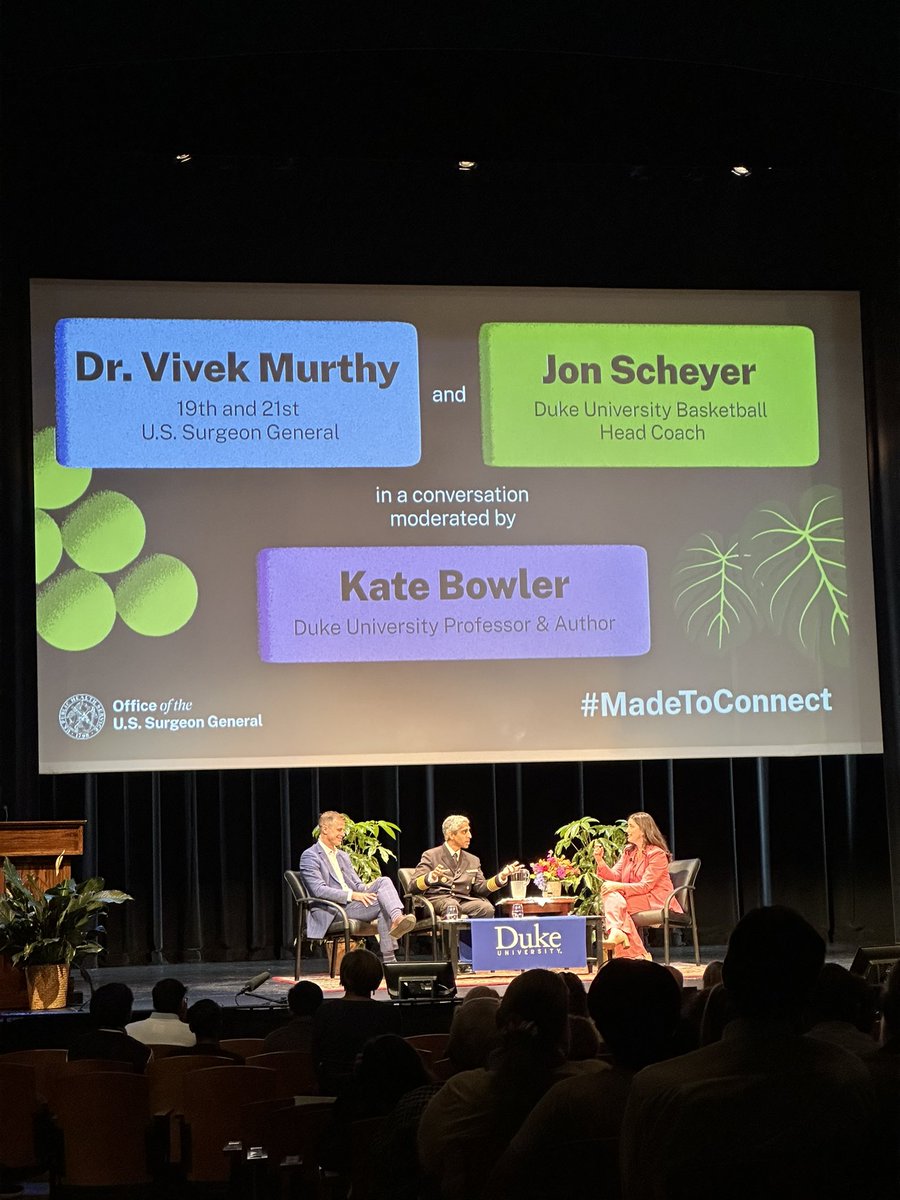 Valuable lessons shared by @Surgeon_General, @JonScheyer and @KatecBowler. Human connections can help address the epidemic of loneliness and isolation. #madetoconnect
