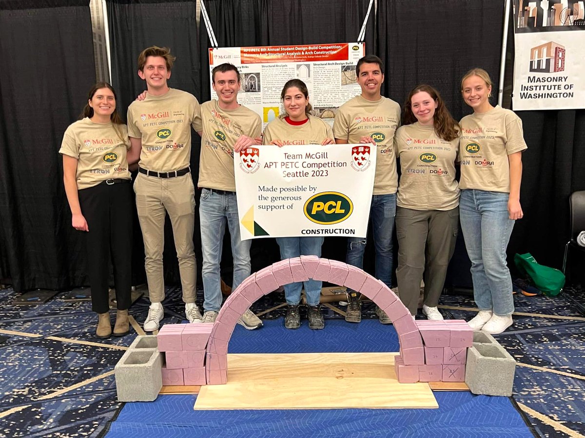 McGill Faculty of Engineering (@mcgill_eng) on Twitter photo Congrats to the Civil Engineering design team students in Prof. Daniele Malomo's lab for winning the 8th Annual Association for Preservation Technology Student Design-Build Competition! 👏👏👏 Lindsay, Rodrigo, Alex, Amanda, Emelia & Owen👏👏👏
<a href="/d_malomo/">Daniele Malomo</a> <a href="/McGill_CIVE/">McGill_CIVE</a> Congrats to the Civil Engineering design team students in Prof. Daniele Malomo's lab for winning the 8th Annual Association for Preservation Technology Student Design-Build Competition! 👏👏👏 Lindsay, Rodrigo, Alex, Amanda, Emelia & Owen👏👏👏
<a href="/d_malomo/">Daniele Malomo</a> <a href="/McGill_CIVE/">McGill_CIVE</a>