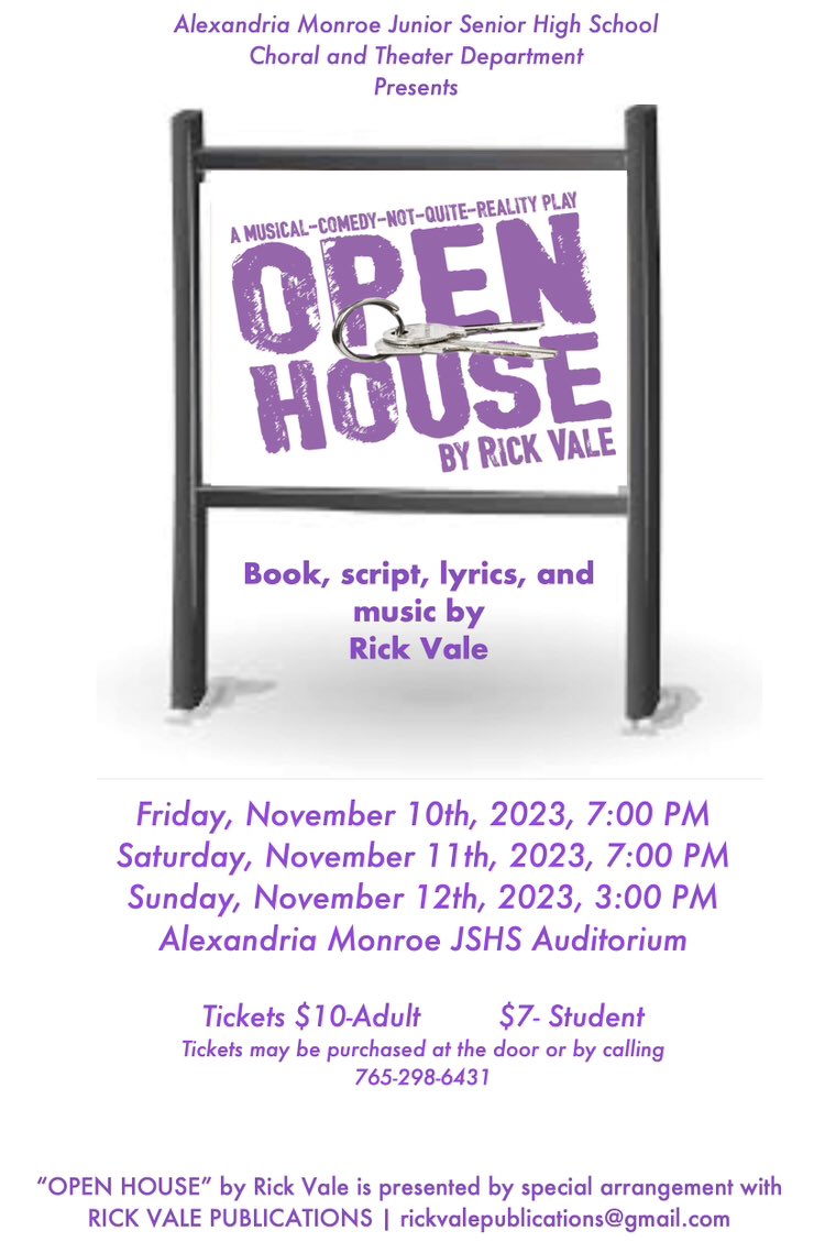 Coming November 10-12.  Come and see this fun comedy by Anderson’s own Rick Vale. Join the AMJSHS Crescendoz choir as they bring this show to life.