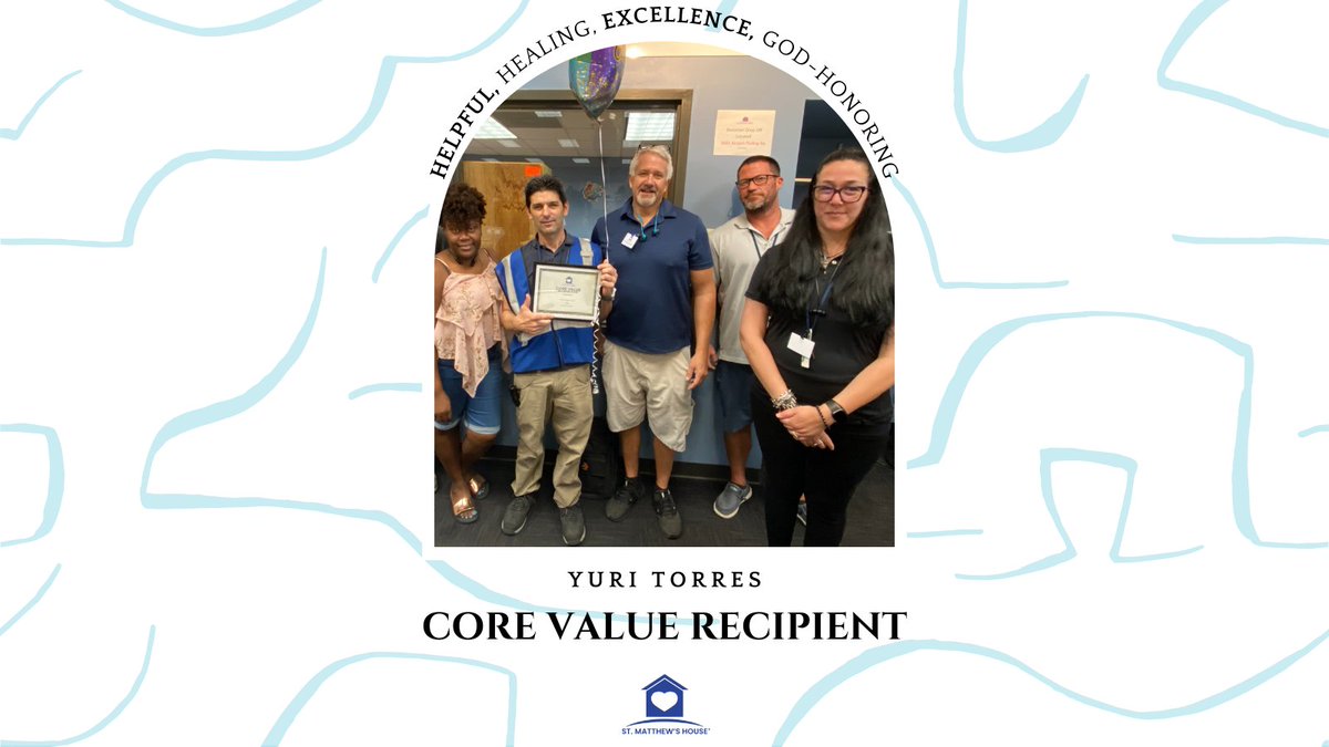 StMatthewsHouse's tweet photo. Congrats to Yuri, who recently received a Core Value Award!😀👏

Here’s what his supervisor said:

“Yuri is an asset to our team. He is always willing to go the extra mile to help our customers and team.”

#CoreValueAward #StMatthewsHouseThriftStores #EmployeeAppreciation https://t.co/xoJ6kzX6RW