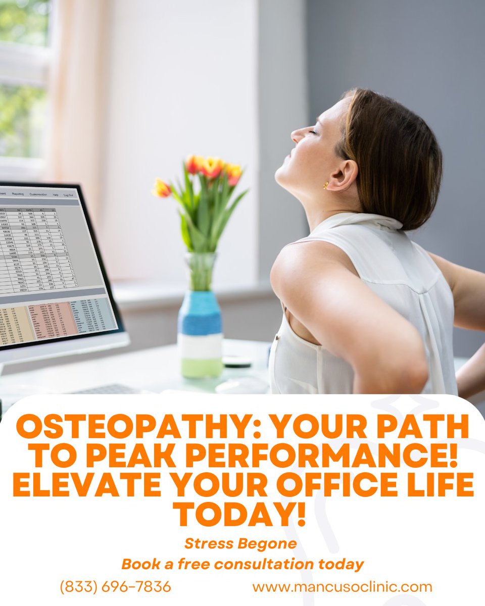 Unlock your peak potential with Osteopathy! Elevate your office life, bid stress farewell, and book a free consultation today for a revitalized you. 🌟

#OsteopathyHealing #NaturalPainRelief #BodyMindBalance #UnlockHealing #OptimalWellBeing #OsteopathicCare