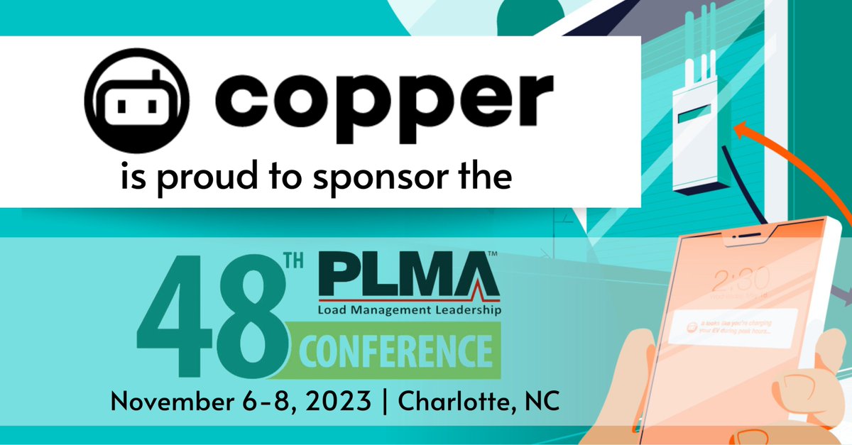 CopperLabs's tweet image. PLMA is just around the corner, and Copper Labs is sponsoring If you are attending, connect with us or swing by our booth to learn how we’re supporting electric and gas #loadflexibility. Click below to access the agenda!

#utilityofthefuture #loadmanagement #energytransition
