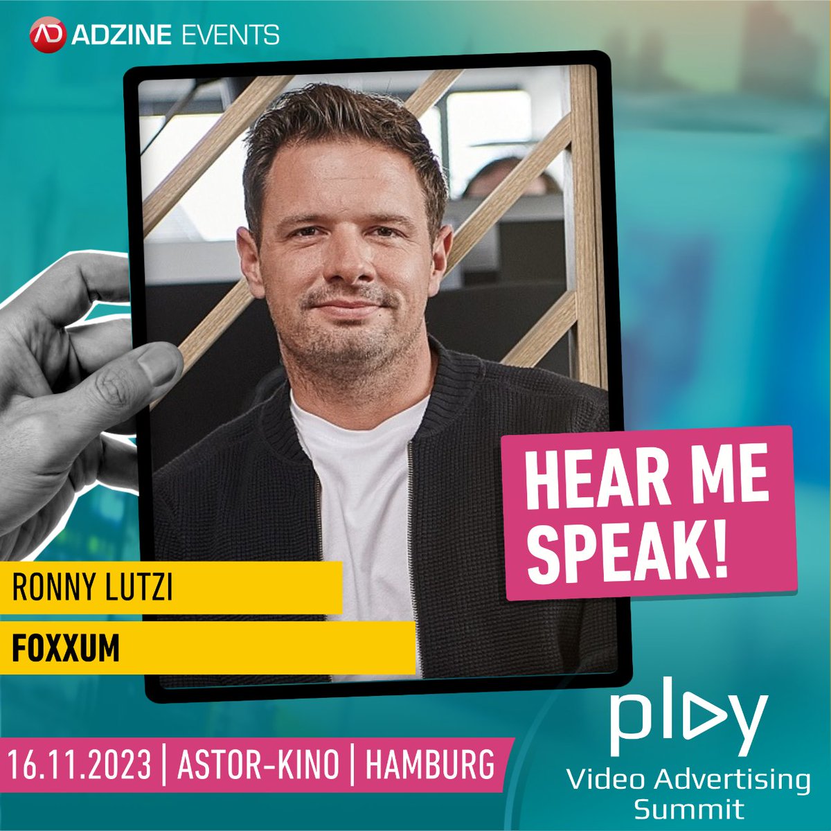 “The best way to predict the future is to invent it”💡 Join Foxxum’s CEO Ronny Lutzi on November 16th from 4 PM CEST for his keynote presentation: 'From AI to Blockchain to In-Car Advertising - a look at the future of digital video'.

Get your tickets. ➡️ adzine.de/play-summit/