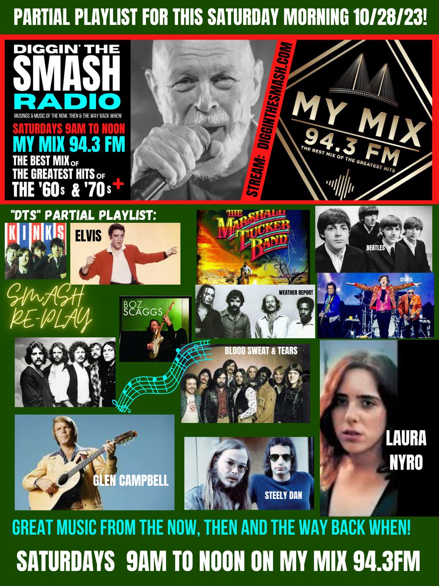 MyMix943's tweet photo. 🎶 Tune in and groove with us on "Diggin' The Smash"! 📻 Join us every Saturday morning from 9 a.m. to noon on My MIX 94.3 for a musical journey through the ages. 🎵🕺
#DigginTheSmash #MusicLovers https://t.co/qbqWtpow8j