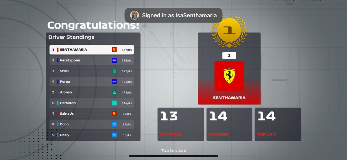 EllaSenthamaria's tweet image. Master II.. missed by 1 podium 😭to sign with Ferrari for Master III #f1mobileracing