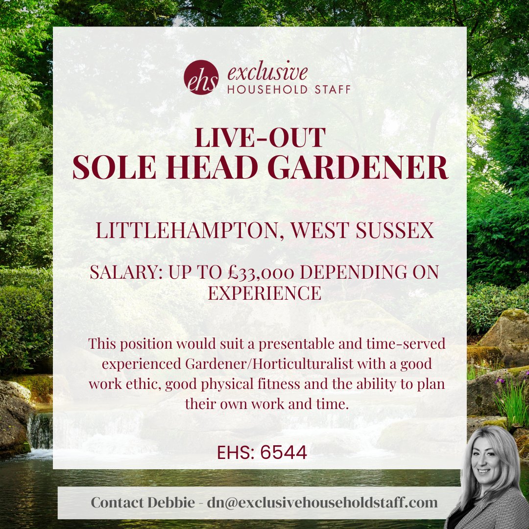 An opportunity has arisen for an experienced Sole Gardener to take ownership of a private estate near Littlehampton, West Sussex.

exclusivehouseholdstaff.com/vacancies/view…

#privategardener #gardener #liveoutgardener #domesticstaff #privatestaff #privatestaffing #sussexgardener #recruitment