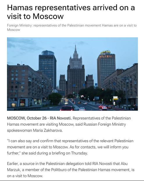 JuliaDavisNews's tweet photo. Russian Foreign Ministry spokeswoman Maria Zakharova confirmed that a Hamas delegation is indeed in Moscow. https://t.co/19y0IFH4mT