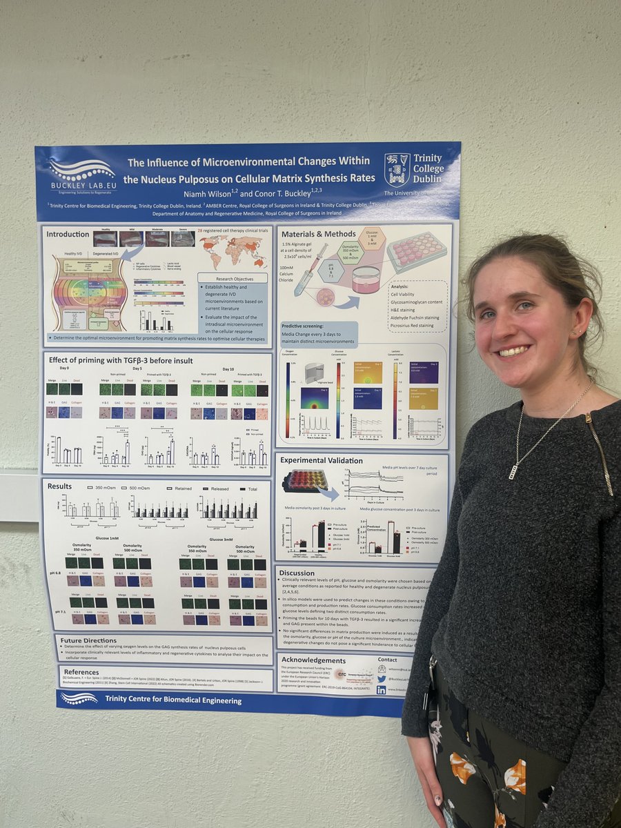 tcdengineering's tweet photo. Presenting Niamh Wilson's inventive research on The Influence of Microenvironmental Changes Within the Nucleus Pulposus on Cellular Matrix Synthesis Rates. #EngineeringResearchSymposium https://t.co/6zZFpPQq13