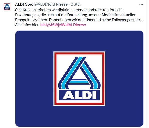 AZeckenbiss's tweet photo. Danke #AldiNord,
gib Rassismus keine Chance.
#NoAFD #NoReitschuster https://t.co/k7wSyz8WRt