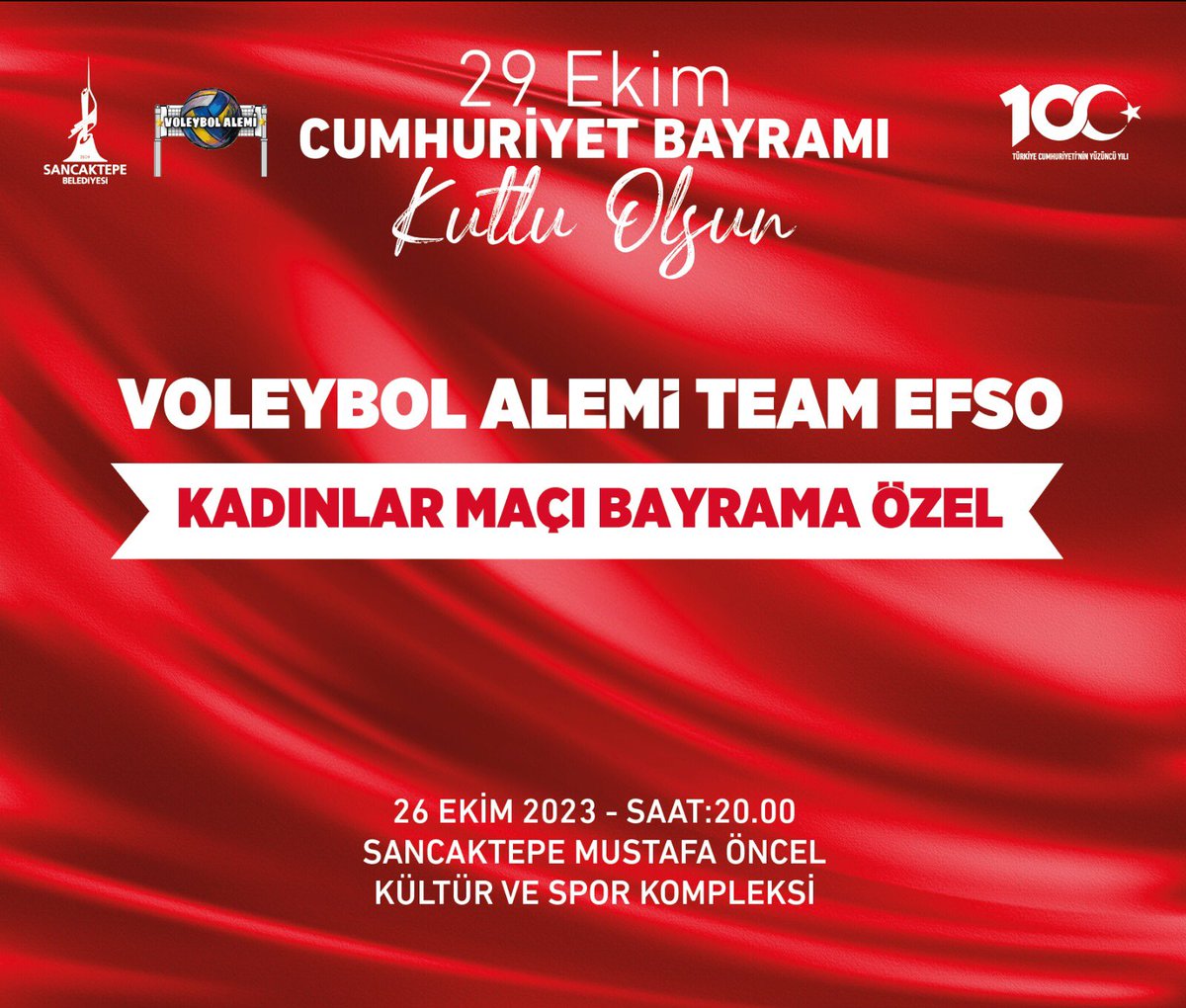 SancaktepeBeltr's tweet photo. 29 Ekim Cumhuriyet Bayramı Özel Gösteri Maçı 🏐

Teşvikiye Spor Kulübü ve Voleybol Alemi arasında, bu akşam Mustafa Öncel Kültür ve Spor Kompleksi’nde gerçekleşecek olan gösteri maçına tüm voleybol severleri bekliyoruz.

🕖20:30
📍 Mustafa Öncel Spor Kompleksi https://t.co/tXRgvGnZBN
