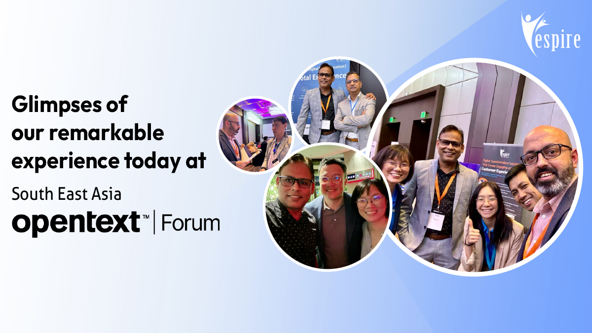 EspireInfolabs's tweet image. We had remarkable experience at #OpentextForum #Manila today- connecting with @OpenText team, engaging in invaluable knowledge-sharing discussions, &amp;amp; offering our expertise to the esteemed delegates on enhancing #operationalefficiency &amp;amp; #CX
Connect with us&amp;gt;bit.ly/2PCM3aX