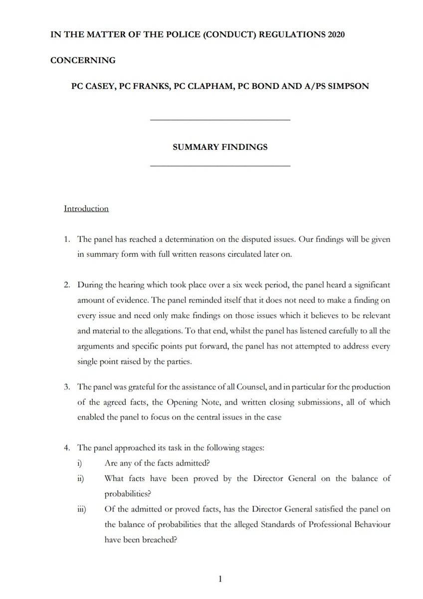 gmhales's tweet image. Summary findings from the dos Santos / Williams stop and search misconduct hearing (18 pages).

1/5