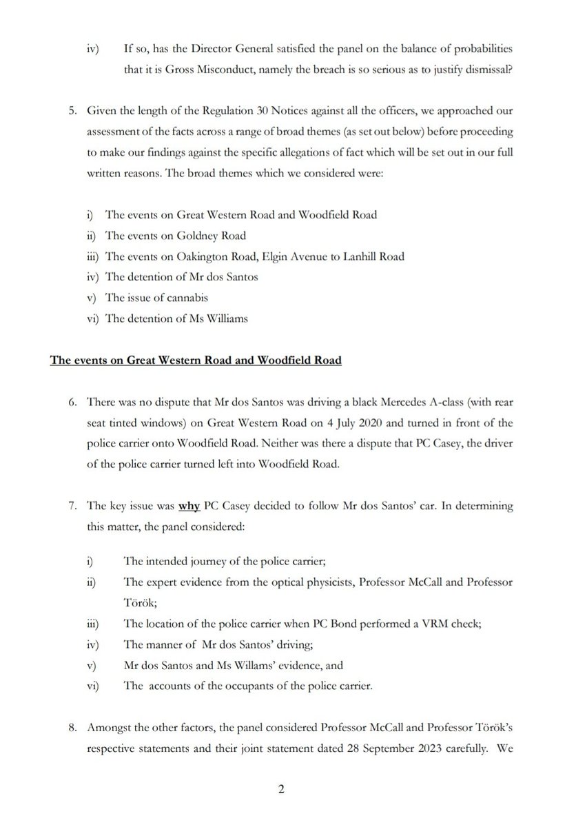 gmhales's tweet image. Summary findings from the dos Santos / Williams stop and search misconduct hearing (18 pages).

1/5