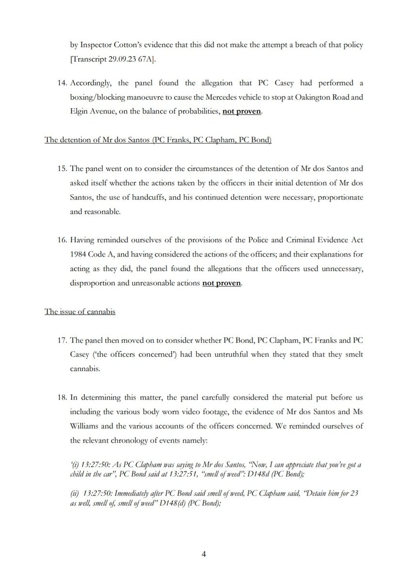 gmhales's tweet image. Summary findings from the dos Santos / Williams stop and search misconduct hearing (18 pages).

1/5