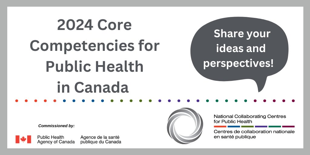 Have a say in shaping the 2024 Core Competencies for Public Health in Canada. Your ideas and perspectives are critical.

To find out more and get involved 👉ow.ly/cFvs50Q09yR 

#2024corecompetencies