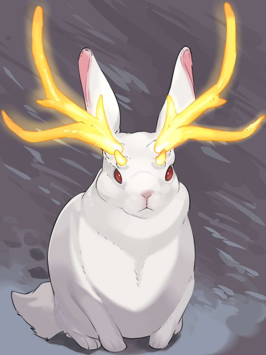 rabbit no humans animal focus antlers red eyes solo snow  illustration images
