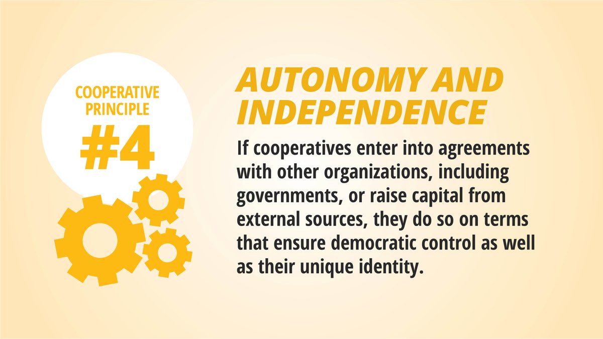 DakotaElec's tweet image. Today, we highlight the fourth governing principle of cooperatives: Autonomy and Independence.

We are more than halfway through learning about all seven cooperative principles. #LearningIsAwesome #SoAreCoops

#CooperativePrinciples