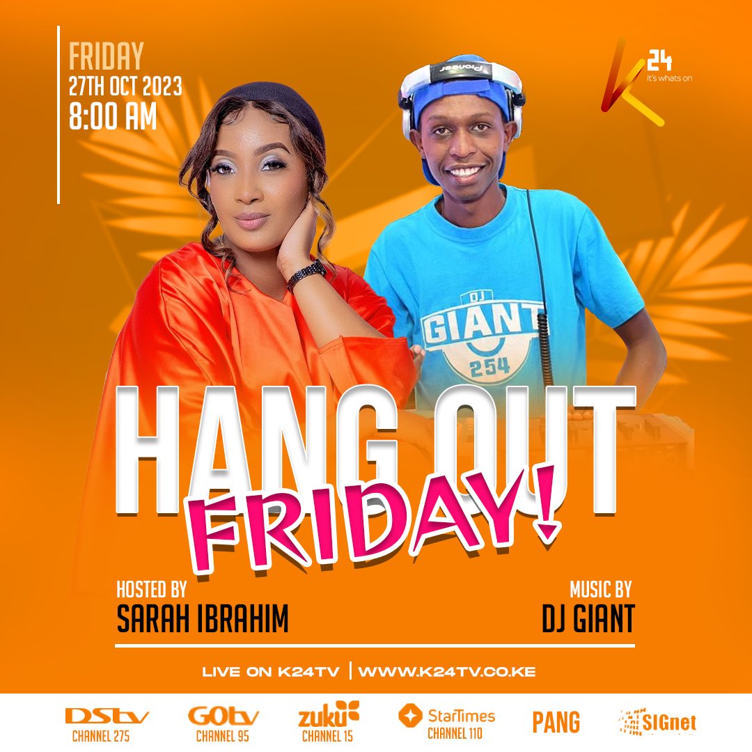 Tomorrow morning on #HangOutFriday, @Sarahibrahim254
 has a fire show lined up for you. Tune in from 8 am!