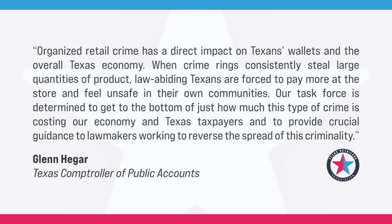 TRA thanks <a href="/txcomptroller/">Texas Comptroller</a> Glenn Hegar for his leadership of the organized retail crime task force.
#FightRetailCrimeDay

Full news release at: txretailers.org/tra-events