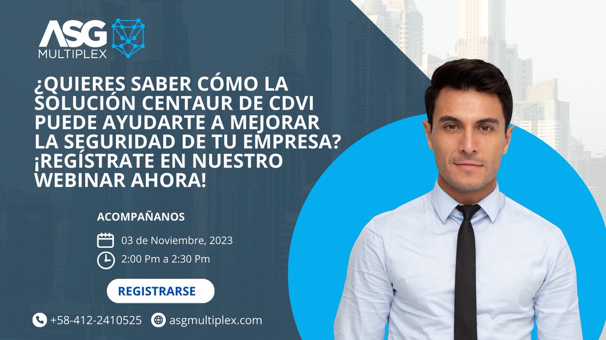 ASGmultiplex's tweet image. ¡No te pierdas nuestro próximo webinar!
 Únete a nosotros y descubre cómo la solución de control de acceso Centaur de CDVI puede ayudar a proteger tu empresa 👩‍💻
📅 Fecha: 3 de Noviembre 
⏲ Hora: 2:00 pm 
📍 Link de inscripción 👉 webinarcentaur.subscribemenow.com