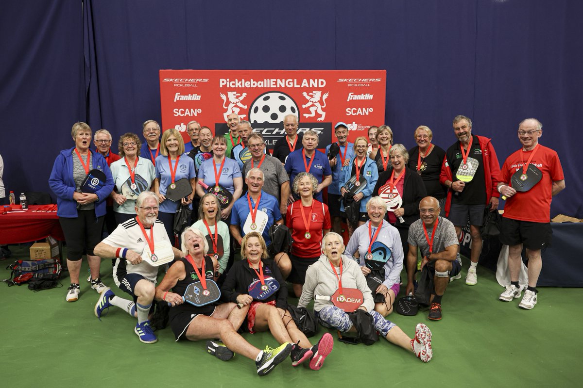 PickleballEng's tweet photo. Day 1 ✅

A terrific first day at the 2023 English Nationals in Bolton 🙌

The MLP English Style Team Event was won by Pickleball Addiction, while we had a whole hosts of 65+ and 70+ doubles winners too 💪

See you all again tomorrow 🔜 https://t.co/gUe8eXMPJf