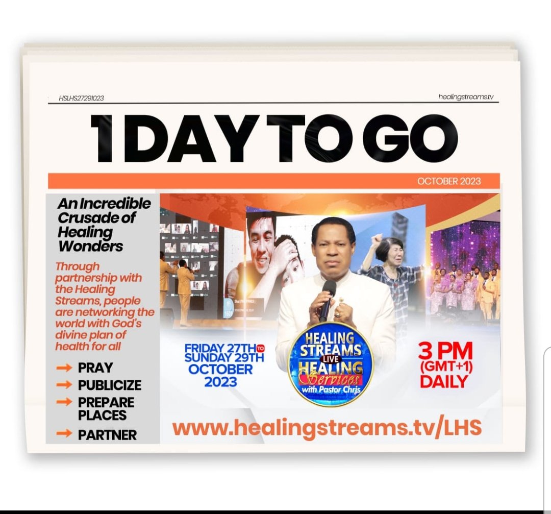 MorganRoyle's tweet photo. It's less than 2️⃣4️⃣ hours to the Healing Streams Live Healing Services with Pastor Chris Oyakhilome DSC DSC DD.

Invite everyone, everywhere and get them to register and attend the Healing Streams Live Healing Services With Pastor Chris. There will be healing for all! https://t.co/kjH4CfPxTH