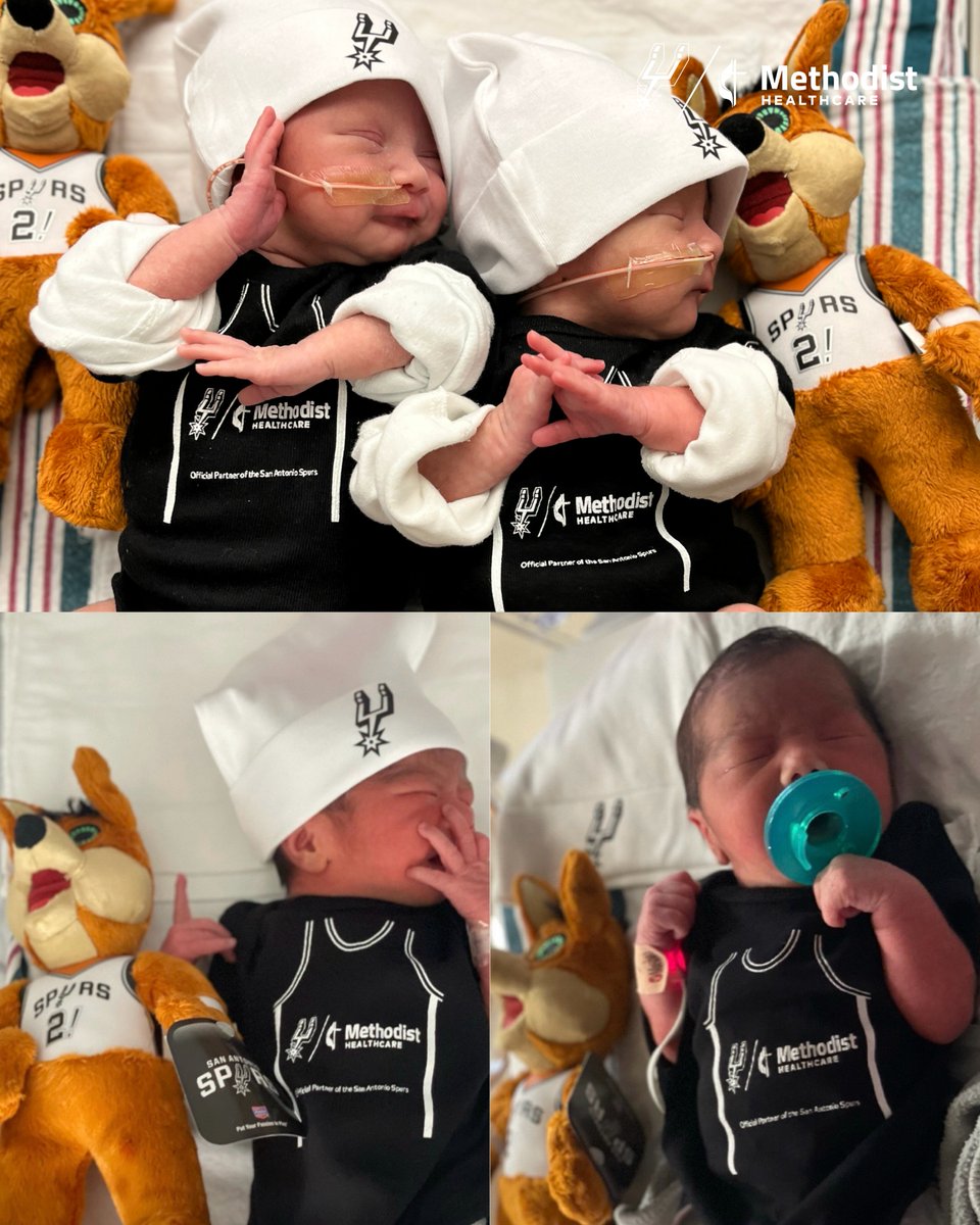 Welcome to the Spurs Family, little ones 🫶 Our newest fans were born on Opening Night at Methodist Hospital, Methodist Hospital | Metropolitan, Methodist Hospital | Stone Oak, Methodist Hospital | Hill Country! @SAHealth210 | #sponsored