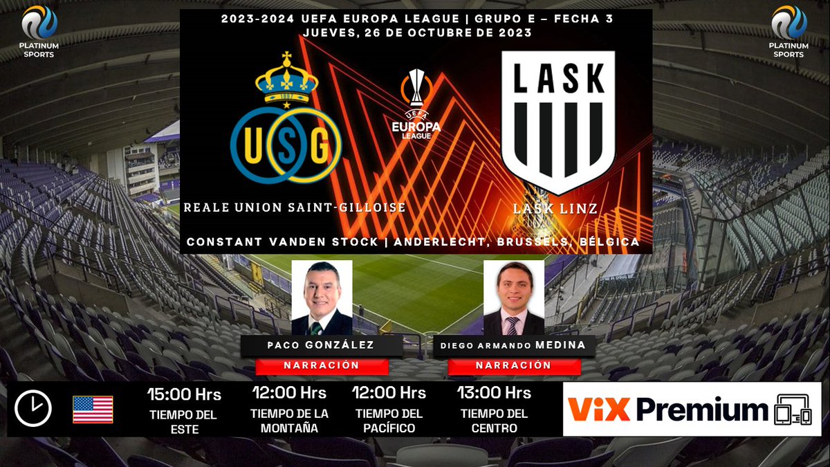 ramonovic09's tweet photo. #UECL 2023-2024 #GroupStage #Fecha3 | @UnionStGilloise ๐ @LASK_Official
๐ง๐ช #UnionStGilloise ๐ฆ๐น #LASK
๐๏ธ Hoy
๐บ๐ฒ โฐ 15:00 Hrs ET, 12:00 Hrs PT
๐ฑ๐ป @VIX Premium
๐ค @pacogonzaleztv
๐ค @DiegoArmaMedina
๐คณ๐ผ #UECLEnViX #USGASK https://t.co/Levh4D4UWb