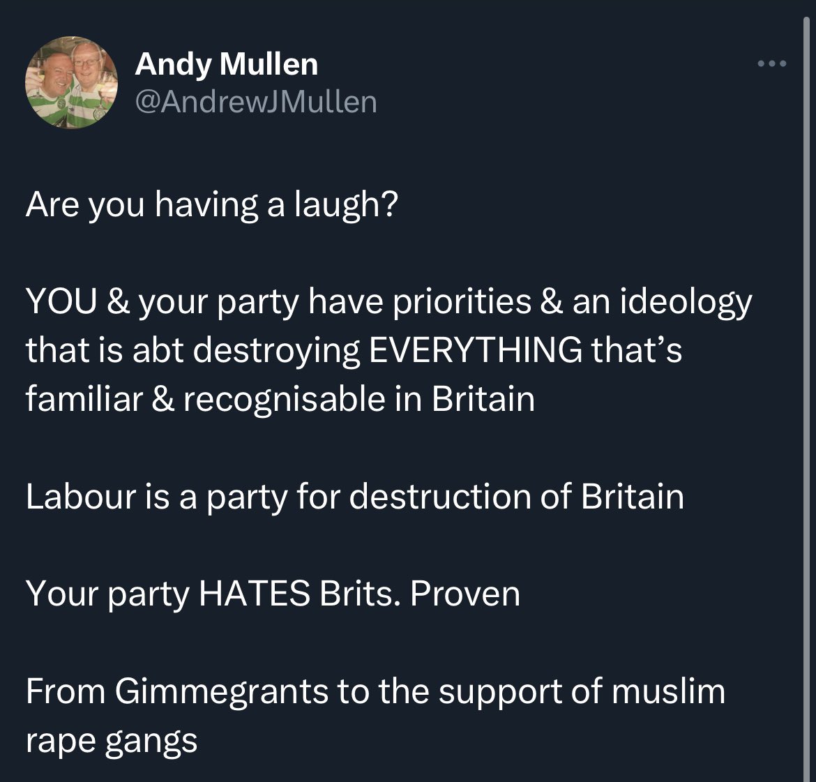 oioisue's tweet photo. Racist ✅
Islamophobic ✅
Misogynist ✅
Genocide apologist ✅

YOU humiliate our club. You vile, disgusting, old man. https://t.co/TejyNMMquS