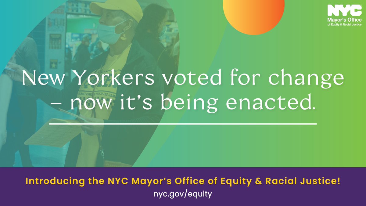 Today, @NYCMayor announced the appointment of Sideya Sherman as the NYC Chief Equity Officer of the newly created NYC Mayor’s Office of Equity & Racial Justice (MOERJ) and Linda Tigani as the Executive Director of @RacialEquityNYC. 🔗on.nyc.gov/RacialEquityAn…