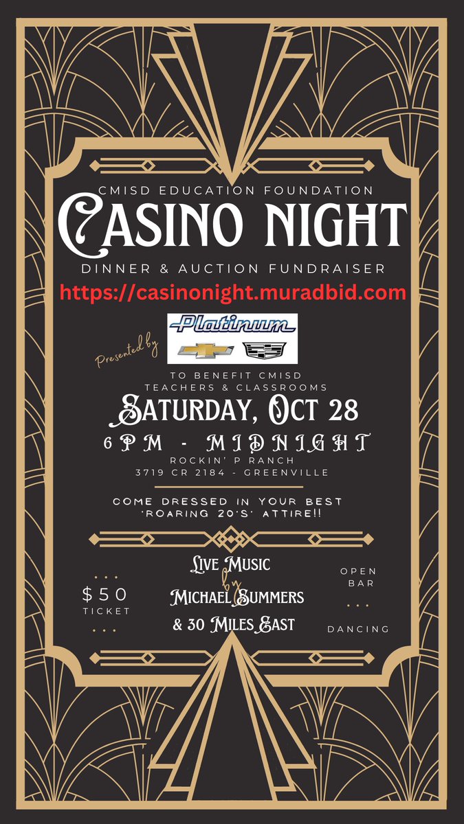 📷📷CASINO NIGHT DINNER &amp; AUCTION FUNDRAISER📷📷
************2 DAYS UNTIL THE BIG EVENT*************
📷📷YOU STILL HAVE TIME TO GET YOUR TICKETS!!📷📷
To learn more about this year's event and to purchase tickets...  casinonight.muradbid.com (click MENU at top of page)