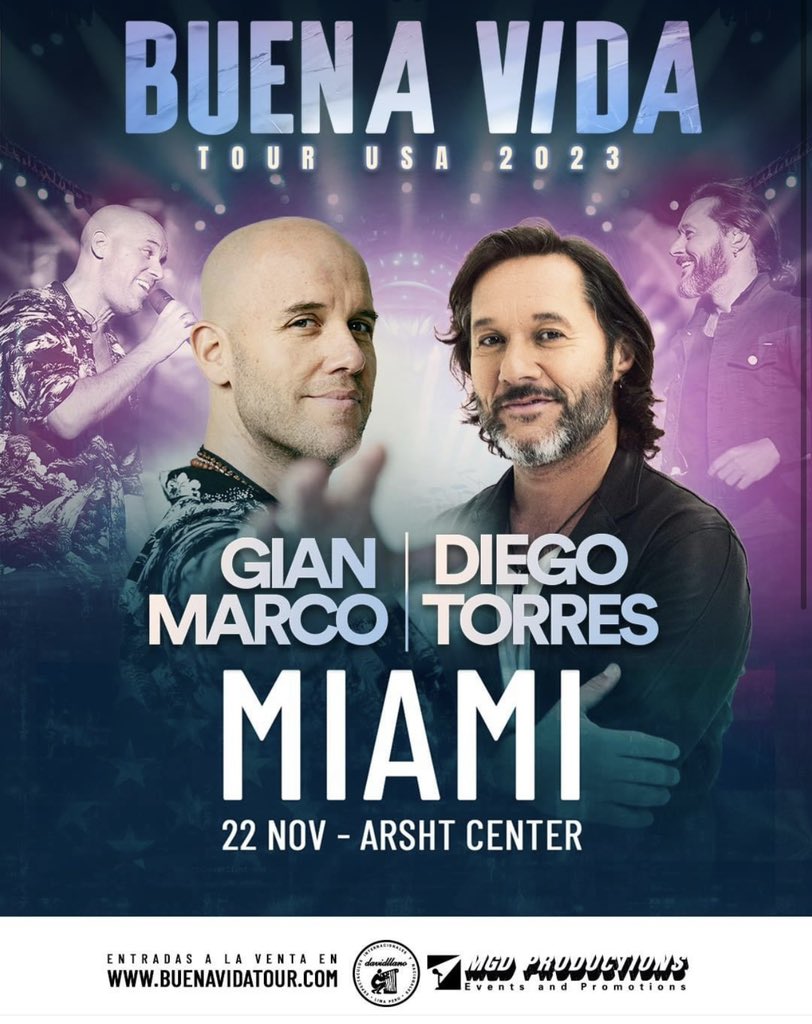 #BuenaVidaTour recorrerá varias ciudades de Estados Unidos y termina la gira en Miami en el espectacular teatro #AddrieneArshtCenter Los invitamos a disfrutar de este fin de fiesta!! bit.ly/3s4MORD buenavidatour.com BUENA VIDA @diegotorres