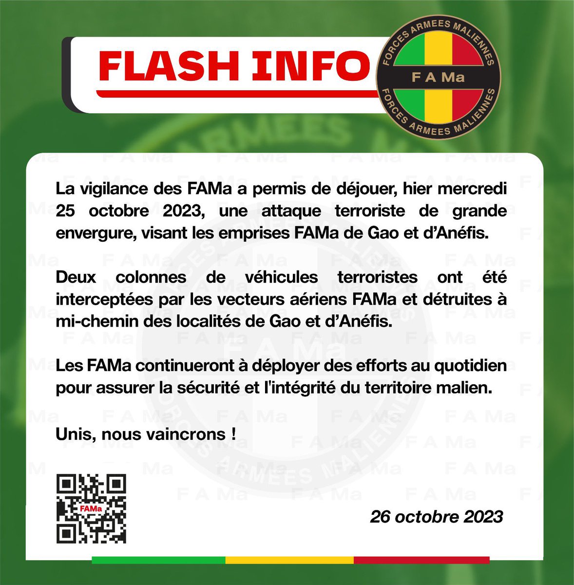 Laccent_'s tweet image. La #DIRPA a indiqué que l’aviation malienne 🇲🇱 a intercepté et détruit deux colonnes de véhicules terroristes entre #Gao et #Anefis.
