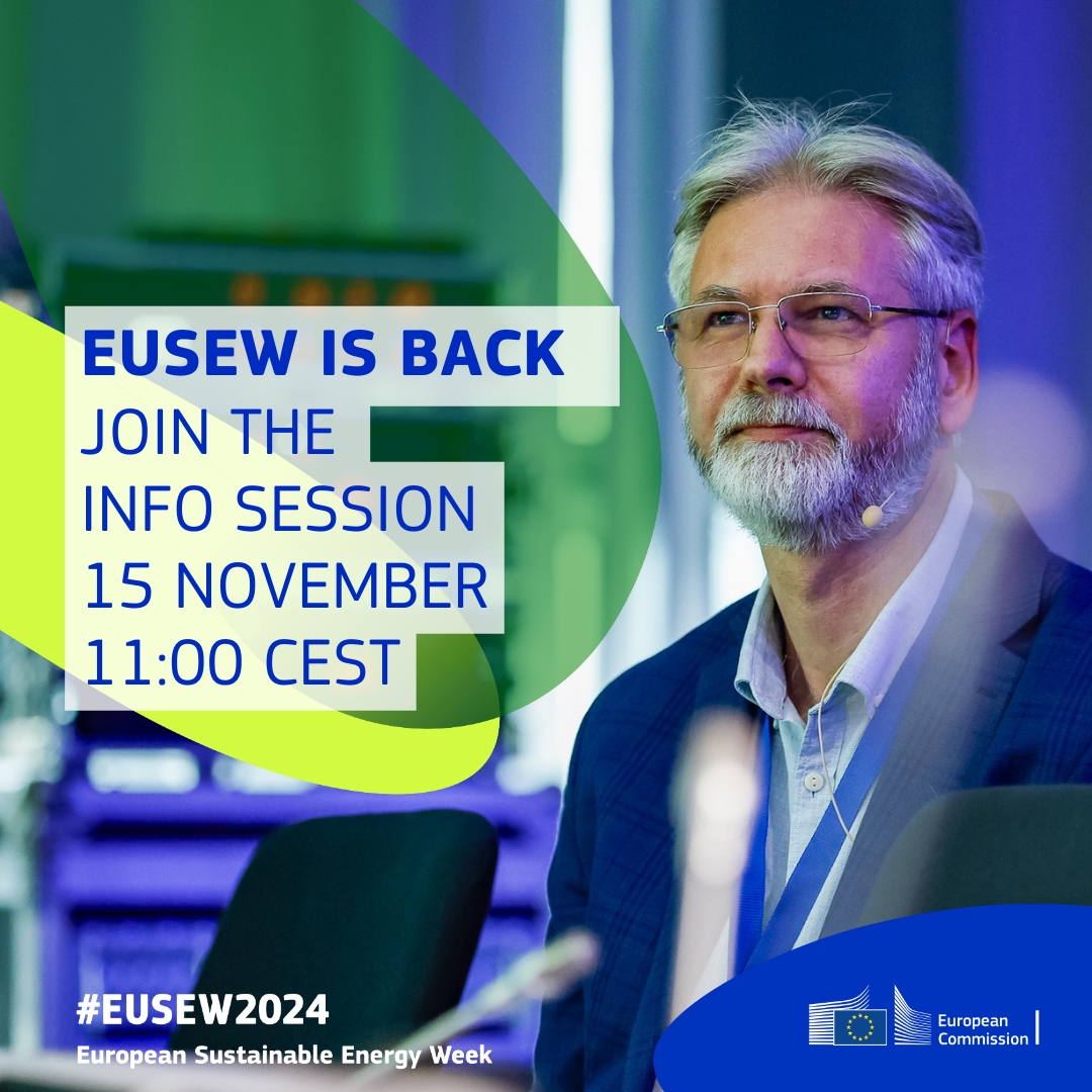 📢 Brace Yourself for #EUSEW2024 Join us for the info session and uncover what's in store for the next European Sustainable Energy Week. Don't forget to save the date: November 15th at 11:00 CEST! 🗓️ See you there! europa.eu/!DHpyt9