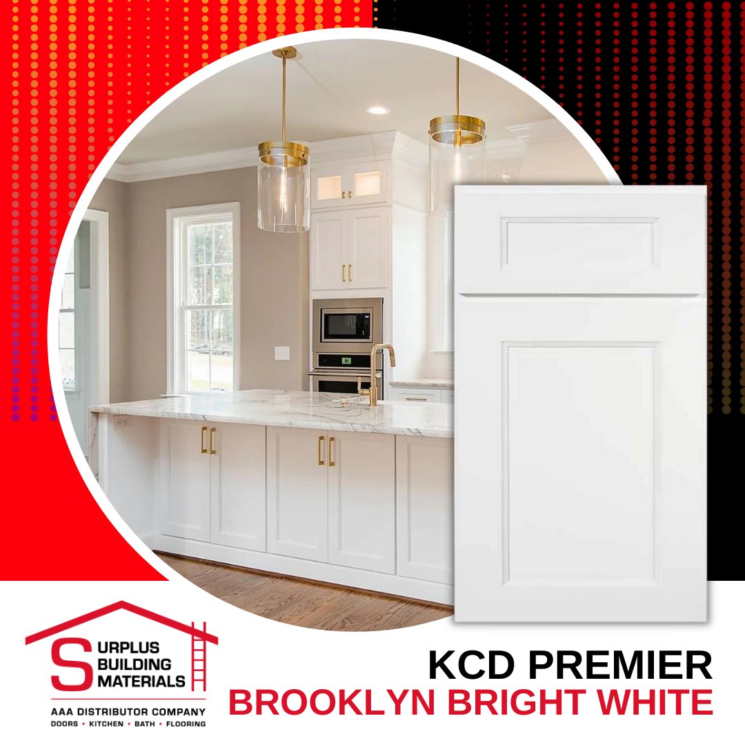 SurplusTx's tweet image. The Brooklyn Bright White cabinet design features a clean, bright, and modern style that will elevate the look of any kitchen. With its classic design, the Brooklyn Bright White collection is sure to impress clients and add value to your home.