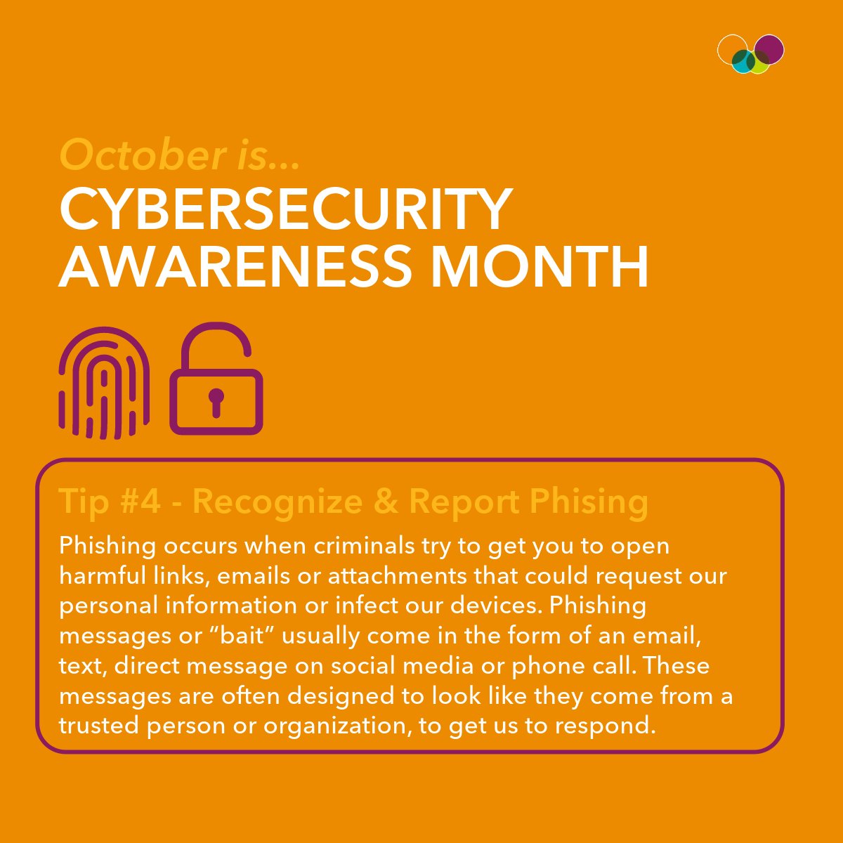 Cybersecurity Month may be coming to an end, but your cyber safety is important to us year-round. Remember to look for signs of phishing &amp; never share your online or mobile banking passwords, no matter how convincing a call/text/email appears. More info: kitsapcu.org/services-secur…