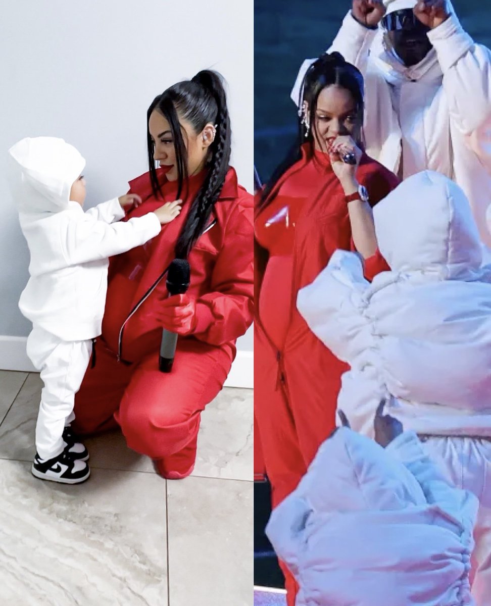 We on the same baby schedule 🍼❤️‍🔥 it was a must this #Halloween #badgalriri #rihannacostume #rihannahalftimeshow Second pic is my fav! <a href="/rihanna/">Rihanna</a>