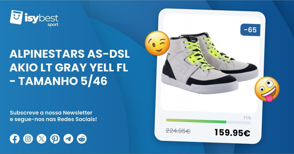 Loja Online Alpinestars - Tênis As-dsl Akio Lt Gray Yell Fl Tamanho 5/46 

🙂 Hoje, vamos nos aprofundar Alpinestars As-dsl Akio Lt Gray Yell Fl - Tamanho 5/46 e descobrir todas as suas características😝 

Link: ayr.app/l/ueMQ

#ALPINESTARS