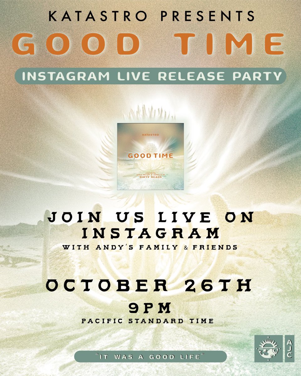 Join us on IG Live tonight at 9pm (pst) to celebrate our new single Good Time Ft. Jared & Duddy of @dirtyheads