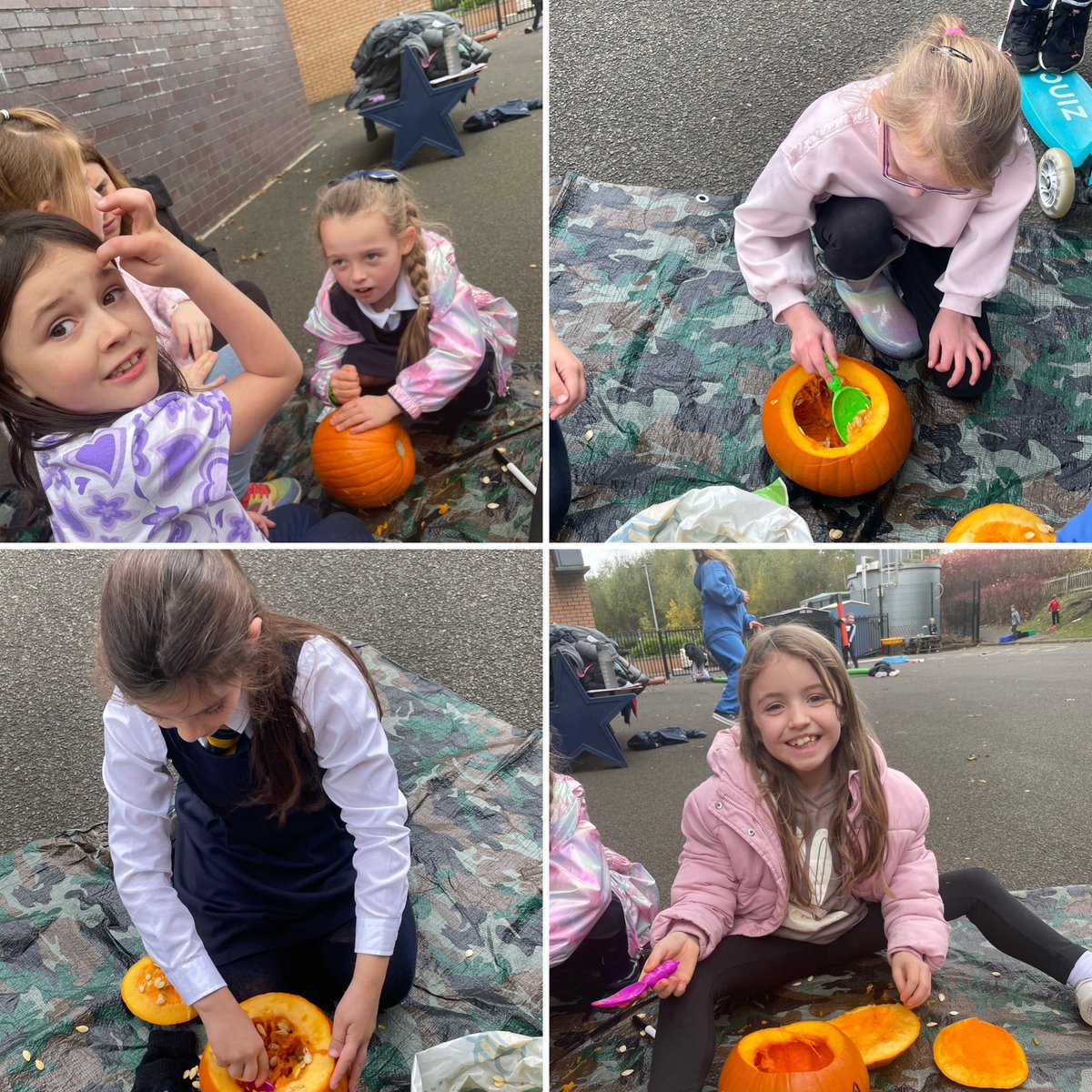 Mrs_RWilson's tweet photo. We had lots of fun outside this week using our lose parts, playing on the trim trail and carving pumpkins 🎃 @JPrimary #outdoorlearning #Halloween https://t.co/kuhDiXWmU8