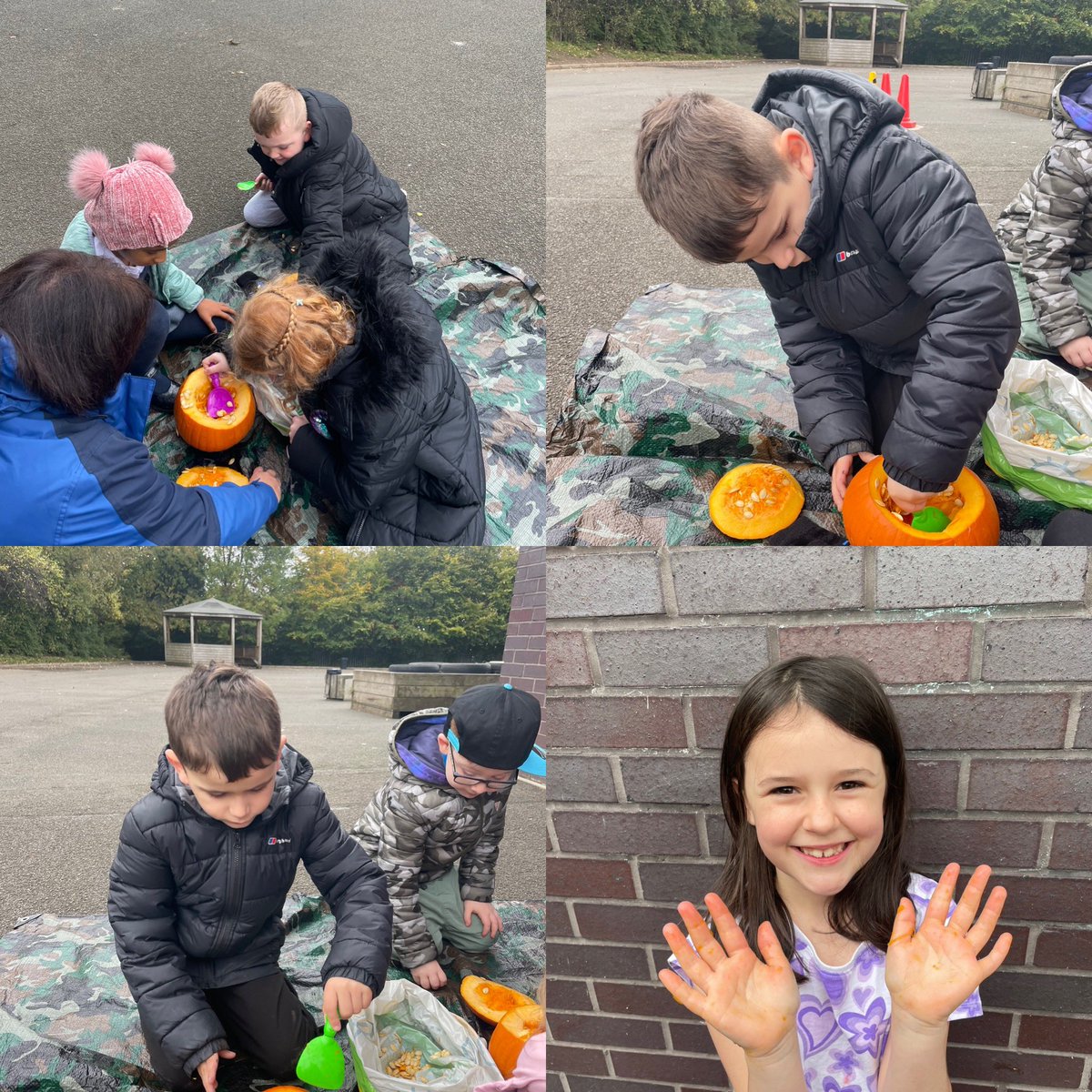 Mrs_RWilson's tweet photo. We had lots of fun outside this week using our lose parts, playing on the trim trail and carving pumpkins 🎃 @JPrimary #outdoorlearning #Halloween https://t.co/kuhDiXWmU8