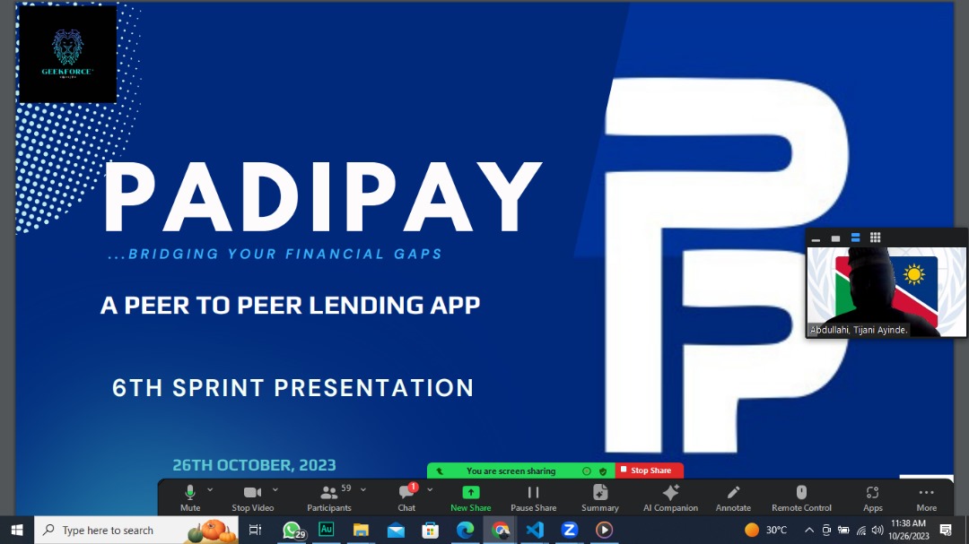 AhmadTijani001's tweet image. I&apos;m delighted to share with you, one of our activities for today @TIIDELab.
I represented my team #GeekForce in delivering our 6th sprint presentation where we show our project, #PadiPay and give detailed progress report.