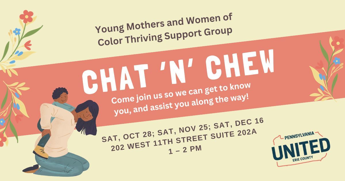 At our Chat ‘N’ Chew, women of color from around Erie come together to discuss our unique experiences. We support in each in word, in action, in resources. We are meeting on Saturday, October 28 from 1 – 2 PM at the ECU Office. Register here: mobilize.us/paunited/event…