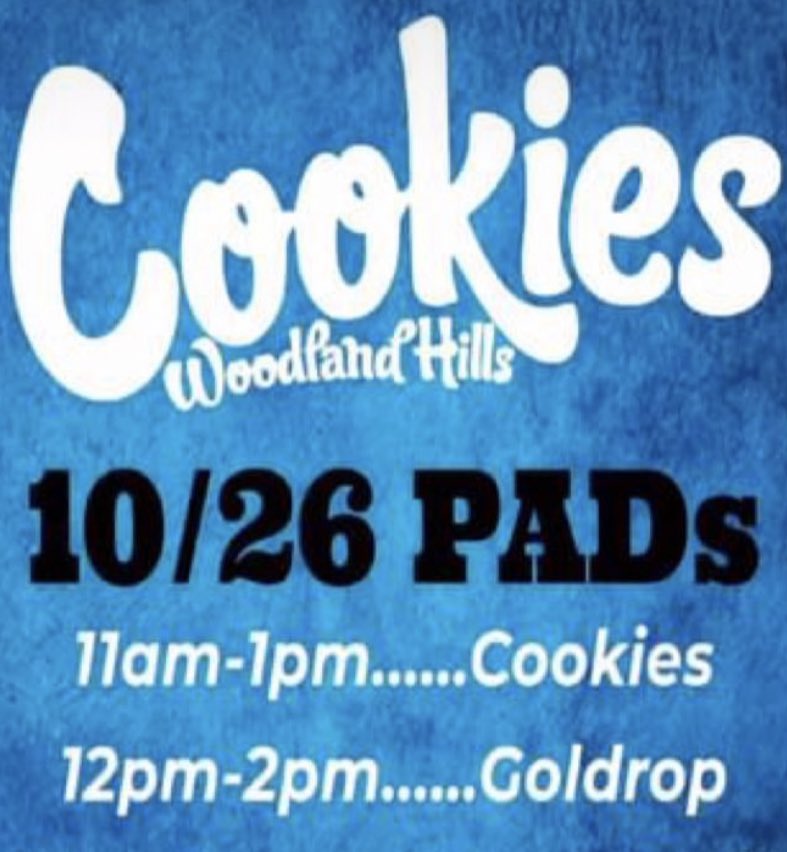 Happening Now 🏆💨
📍Cookies Woodland Hills 
5334 Alhama Dr. 
Woodland Hills, CA 91364

 #GoldDropCo #Dab #Dabbing #DabLife #DabNation #710Society #Terps #Concentrates